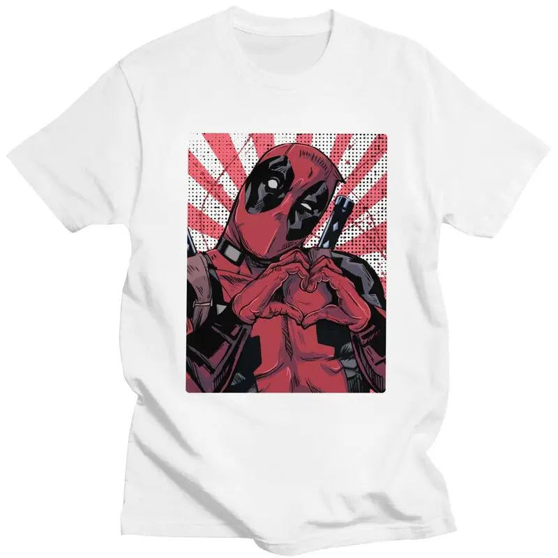 Cool Deadpool Hand Heart T Shirt Men Short Sleeved T-shirts Printed Tee Tops Cotton Regular Fit Tshirt Gift