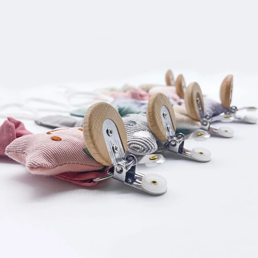 Infant Newborn Cotton Wooden Pacifier Chain Holder for Pacifier Baby Pacifier Clip Nipple Soother Dummy Holder Attache Tetine