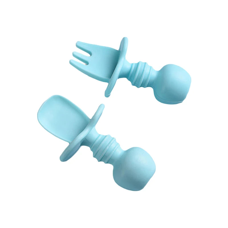 Baby Spoon Forks Set Food Grade Silicone Sticky Spoon Children Cutlery Training Spoon Kids Feeding Tableware Kitchen Accessories