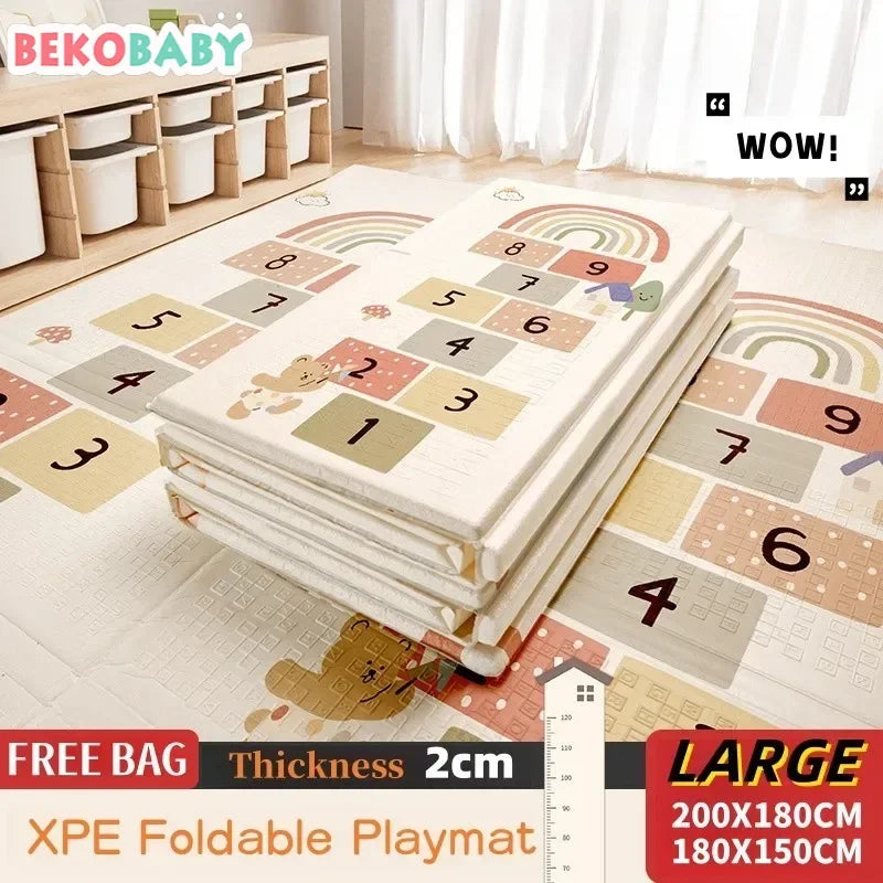 Baby Play Mat, Foldable & Waterproof Play Mat for Floor, Reversible Foam Playmat for Babies and Toddlers Infants, Crawling Mat
