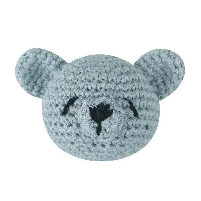 Handmade Crochet Bear Animal elephant Head Knitting Beads DIY Baby Pacifier Chain Chewable Accessories Newborn Teether Toy