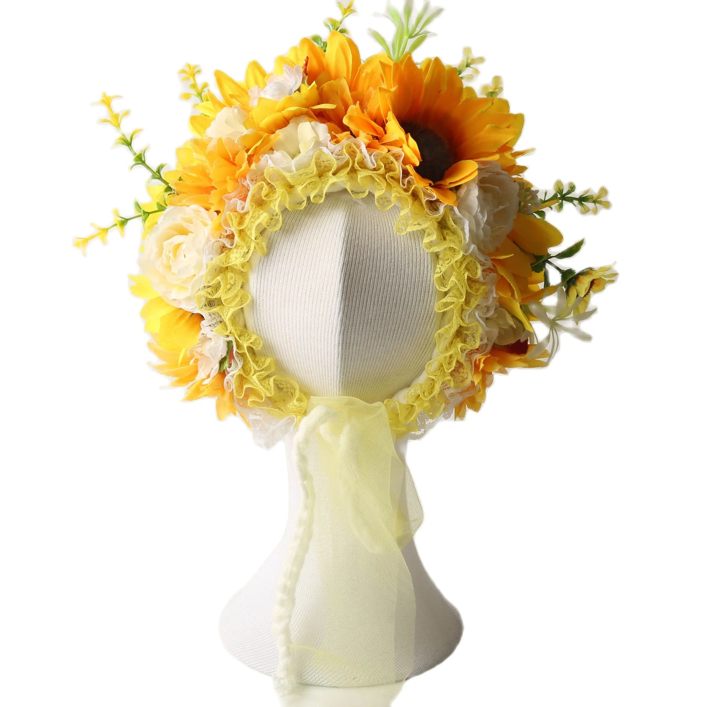 Vintage Newborn Floral Bonnet Baby girl Hat For Photography Knitted Newborn Garden Flower Bonnet For Photo Shoot Props