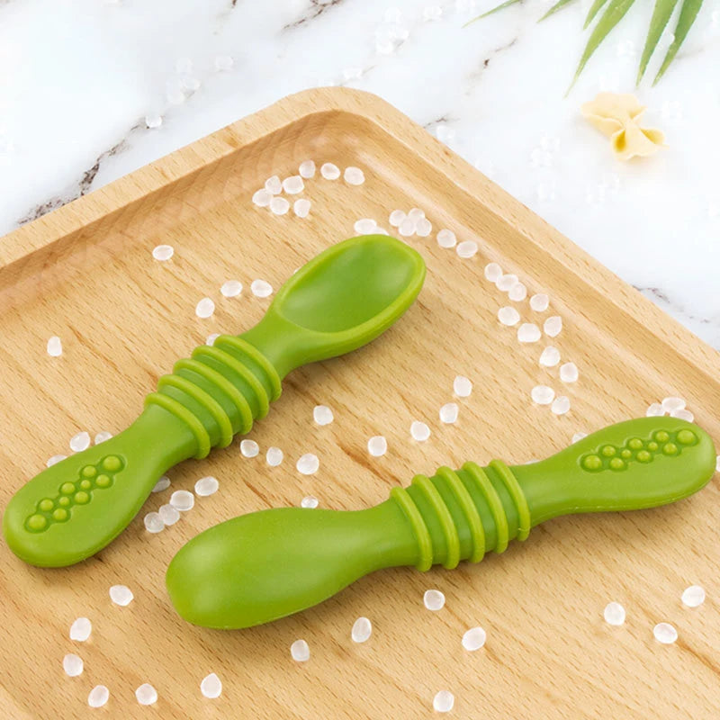 Baby Spoon Forks Set Food Grade Silicone Sticky Spoon Children Cutlery Training Spoon Kids Feeding Tableware Kitchen Accessories