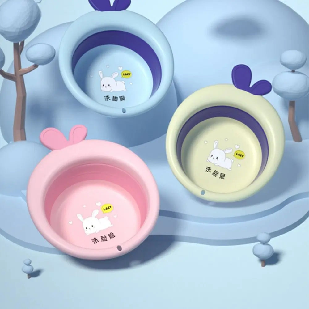 Children Wash Face Basin Household Basin Foldable Baby Bath Tub Kids Cartoon Rabbit Washbasin Infant Nursing Supplies