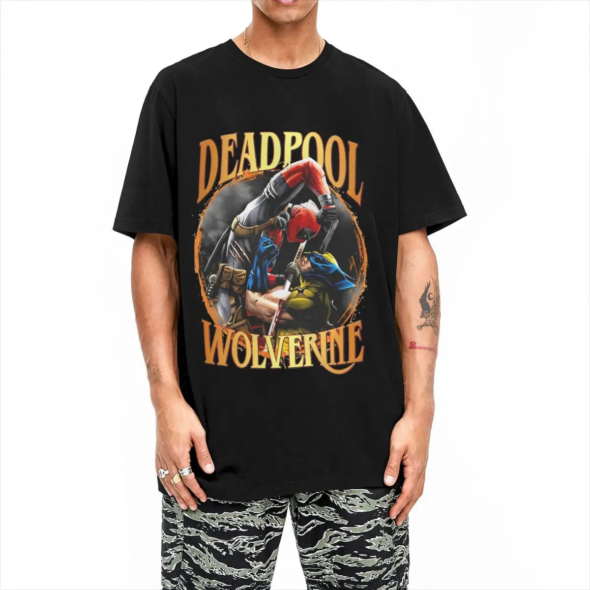 Explosive Deadpool Wolverine Men Women T Shirt Tee Shirt Short Sleeve Round Collar T-Shirt 100% Cotton Plus Size Clothing