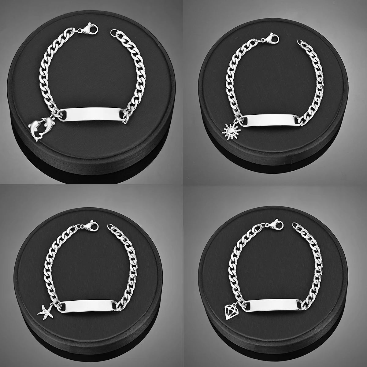 Atoztide Engrave Name Cross Heart Bracelet Stainless Steel For Men Women Adjustable Cuban Chain Personalized Jewelry Gift