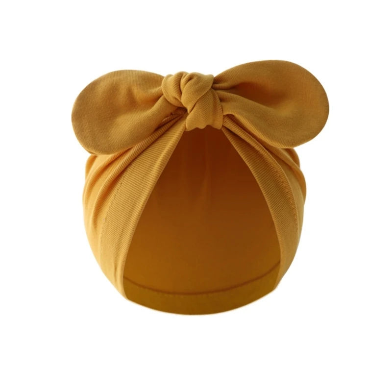 Infant Beanie Hat Baby Turban Hat Big Bow Bone-less Hat Soft Headwear for Babies 0-12M Girl Boys Breathable Hospital Hat
