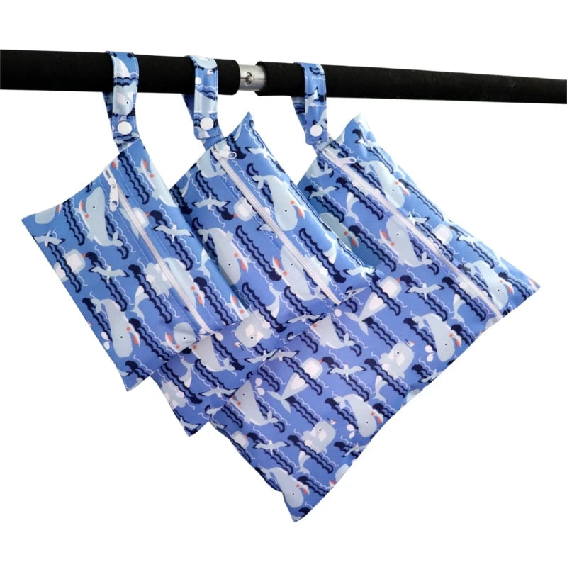 XXFE 3Pcs Diaper Bag Sanitary Pad Storage Bag Portable Reusable Hanging Wet Bags for Strollers Bedside