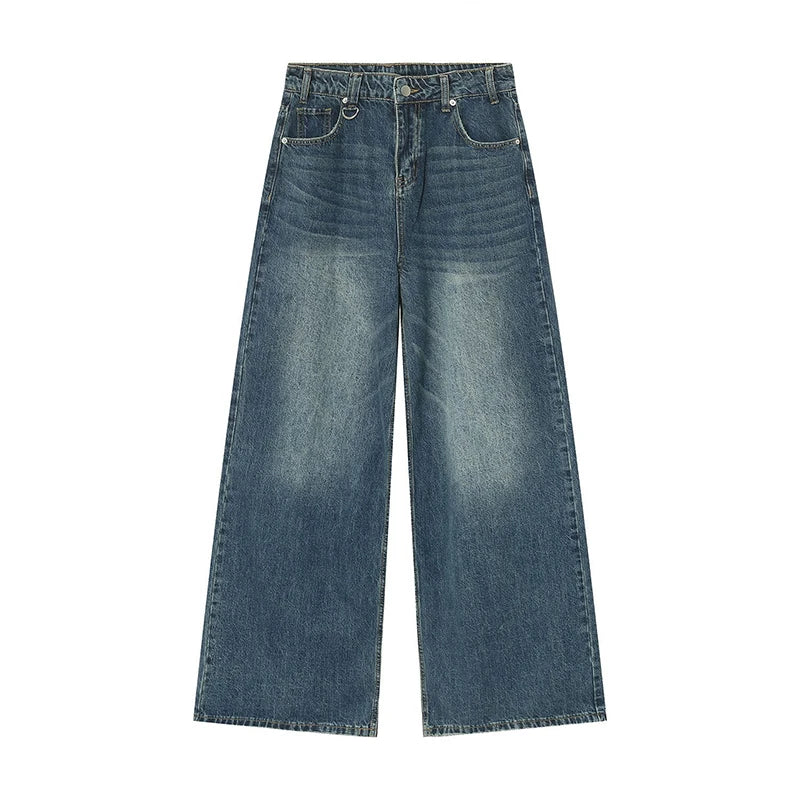 IEFB Vintage Men's Baggy Denim Trousers 2023 New Streetwear Wide Leg Loose Denim Pants Fashion Distressed Straight Pants 9C1519