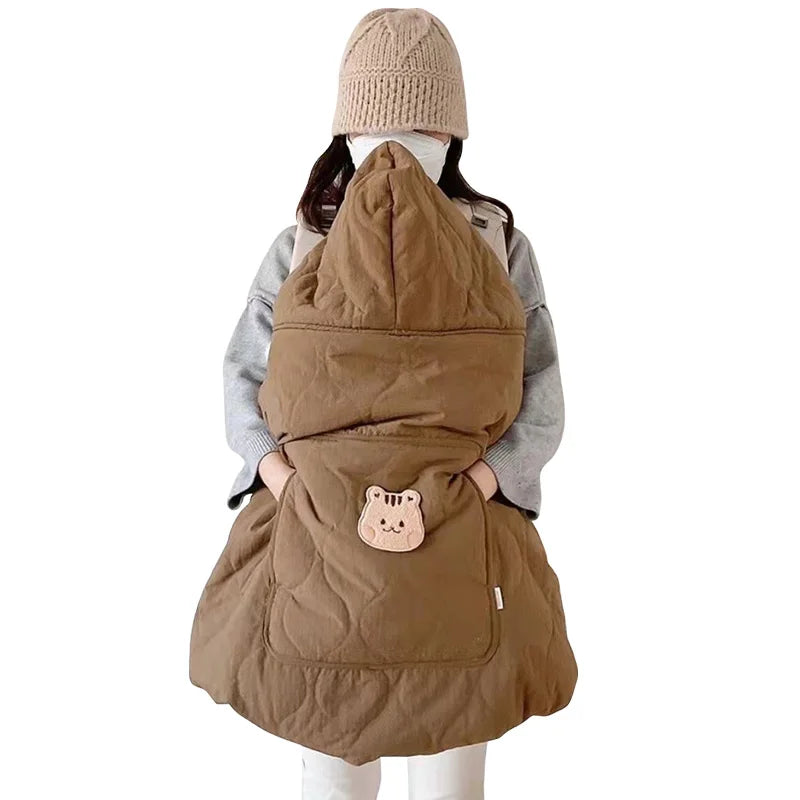 Cartoon Bear Baby Stroller Blanket Cover Korean Thicken Newborn Swaddle Wrap Hooded Cloak Cape Windproof Infant Sleeping Quilt