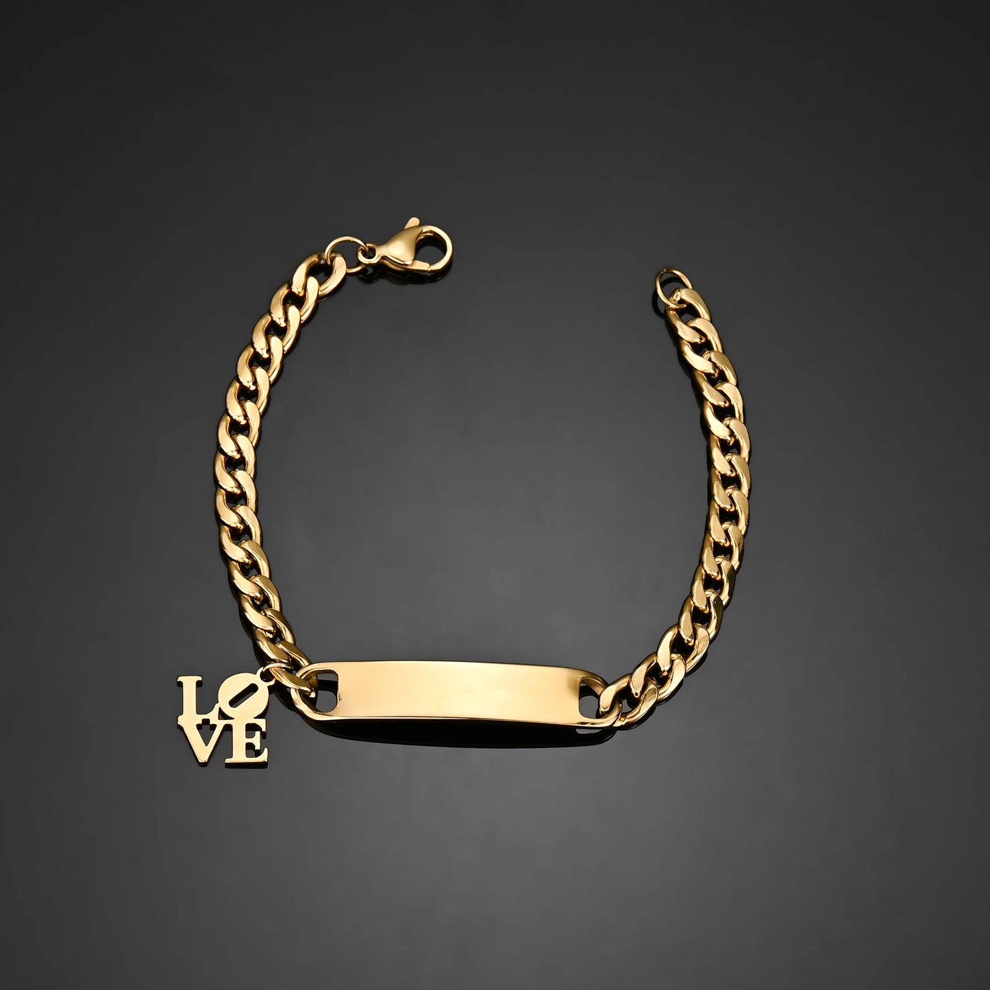 Atoztide Engrave Name Cross Heart Bracelet Stainless Steel For Men Women Adjustable Cuban Chain Personalized Jewelry Gift
