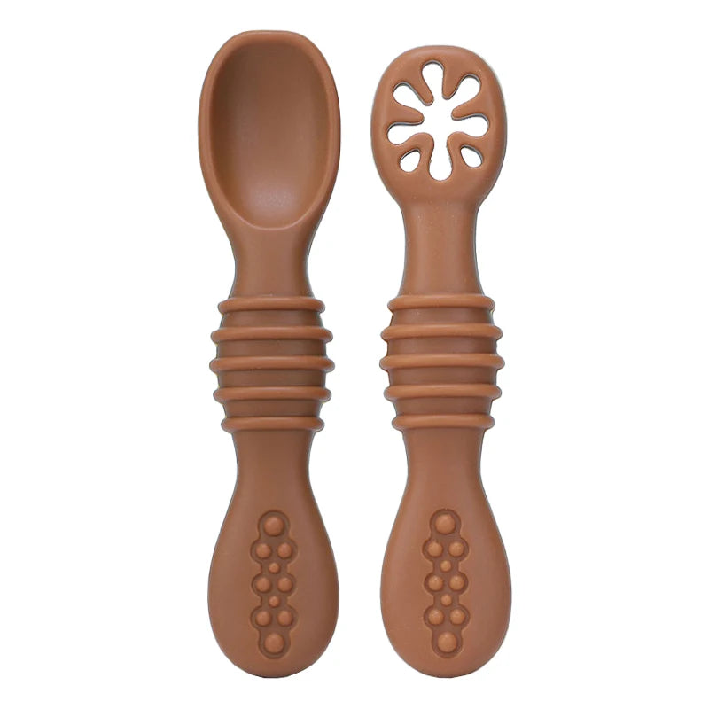Baby Spoon Forks Set Food Grade Silicone Sticky Spoon Children Cutlery Training Spoon Kids Feeding Tableware Kitchen Accessories