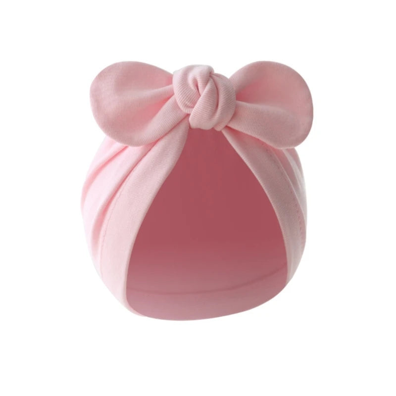 Infant Beanie Hat Baby Turban Hat Big Bow Bone-less Hat Soft Headwear for Babies 0-12M Girl Boys Breathable Hospital Hat