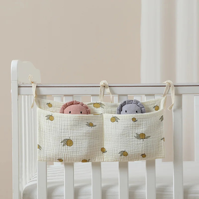 Baby Bedside Hanging Storage Bag 2 Pockets Organizer for Baby Cribs and Toys Hanging Baby Diaper Organizer
