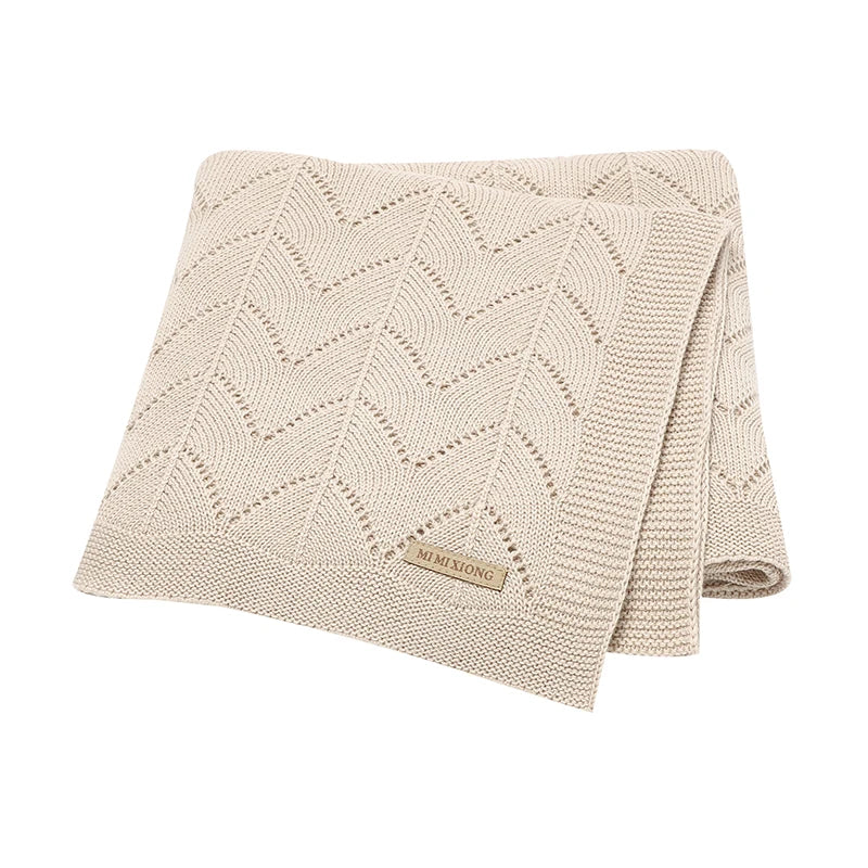 Baby Blankets Super Soft Newborn Boy Girl Cotton Knitted Stoller Nursery Swaddle Mat Toddler Infant Crib Cellular 100*80cm Quilt