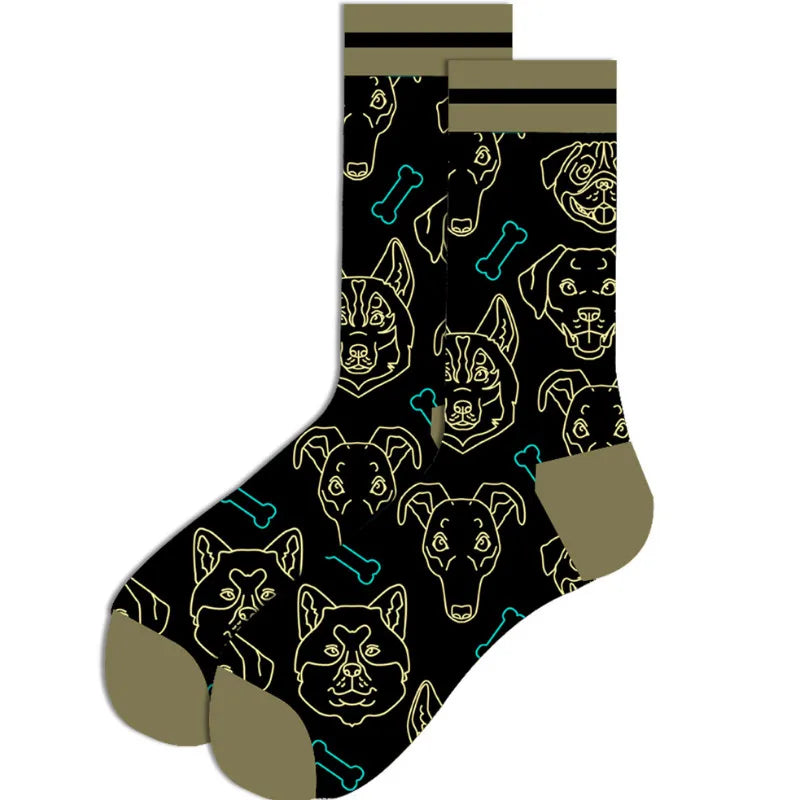 Streetwear Big Sieze Funny Socks Men with Cartoon Animals and Fruits Hip Hop Men's Socks Cotton Gifts for Men 2601