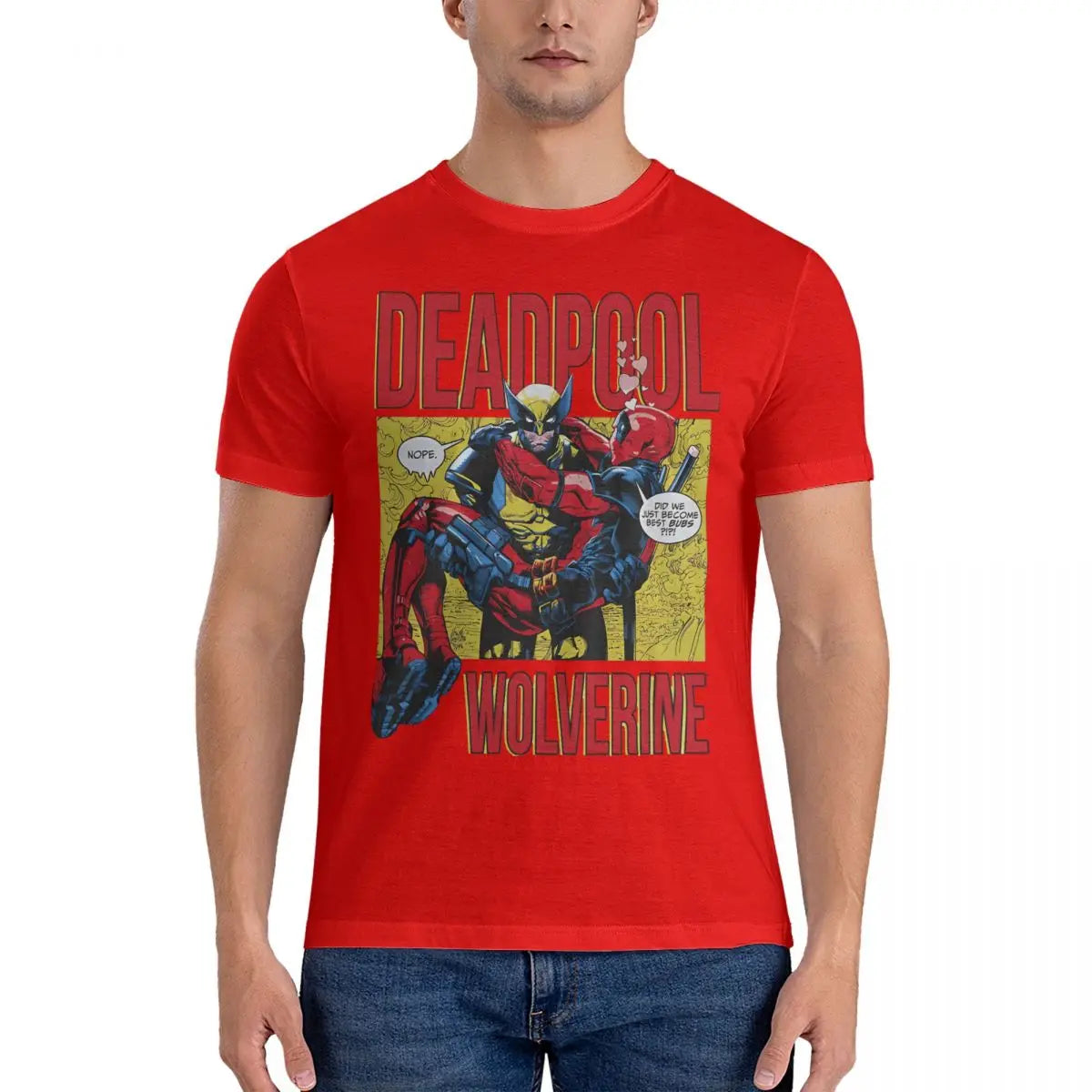 Besties Men's T Shirt Marvel X-man Deadpool & Wolverine Awesome Tees Short Sleeve Crew Neck T-Shirt Cotton Gift Idea Clothing
