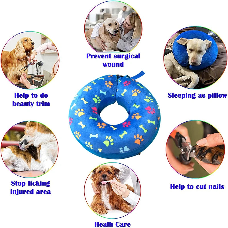 Dogs Cat Recovery Neck Wound Protective Inflatable Dog Collar Isabelino Anti-bite Injury Elizabethan Collar for Dog Accessories