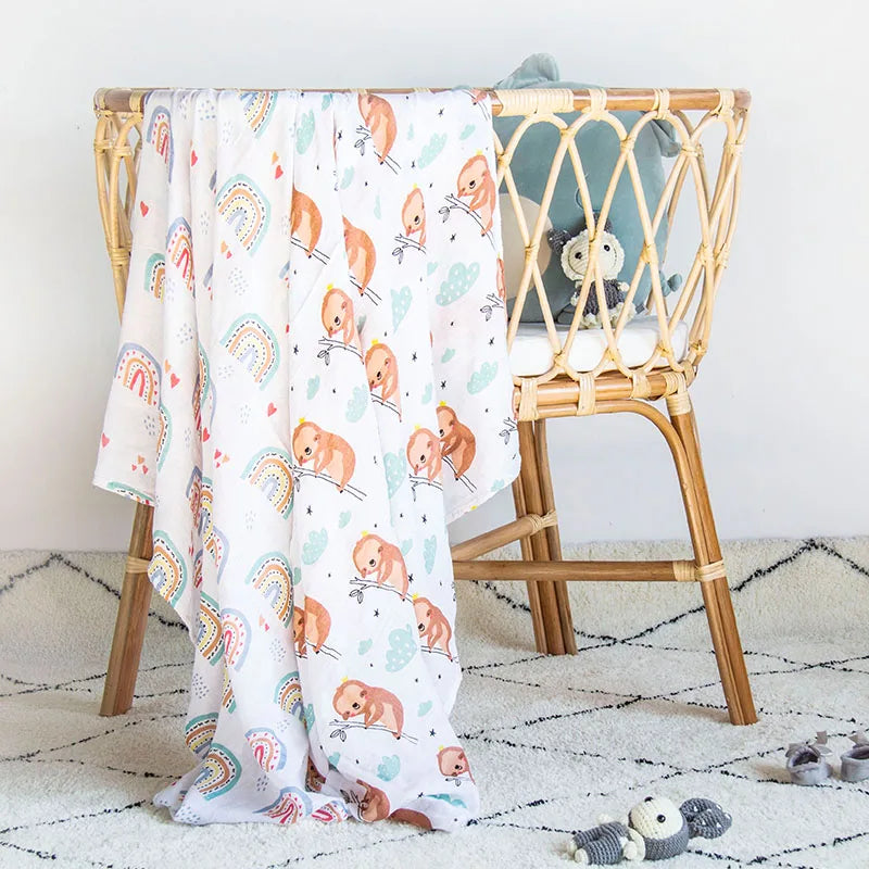 Kangobaby 2Pieces/Set 70% Bamboo+30% Soft Cotton Baby Swaddle Wraps Cotton Baby Muslin Blankets Newborn 100% Bamboo Muslin Quilt