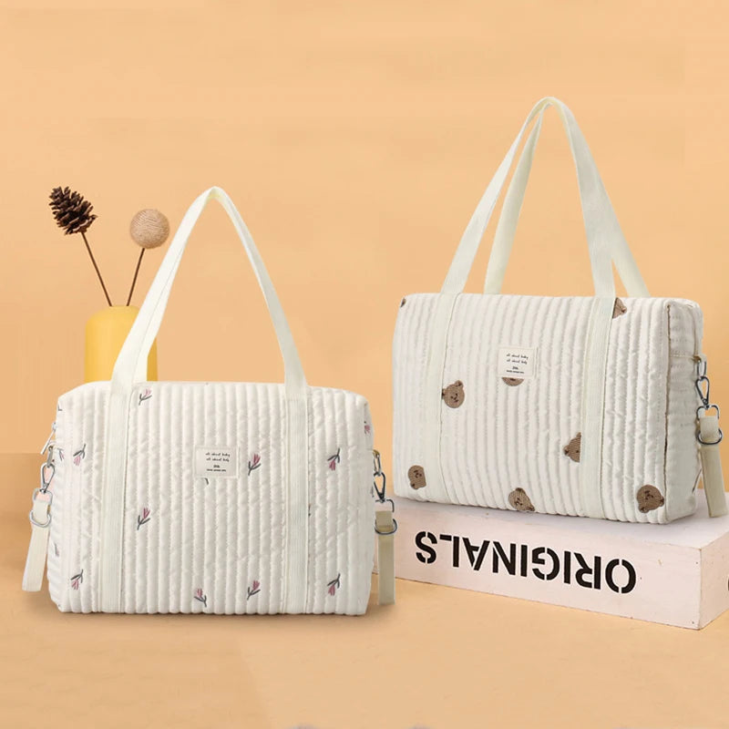 Korean Style Maternity Bag for Baby Diaper Mommy Bag Quilted Nappy Maternity Packs Toiletry Labour Luggage Bag Mom Travel Tote