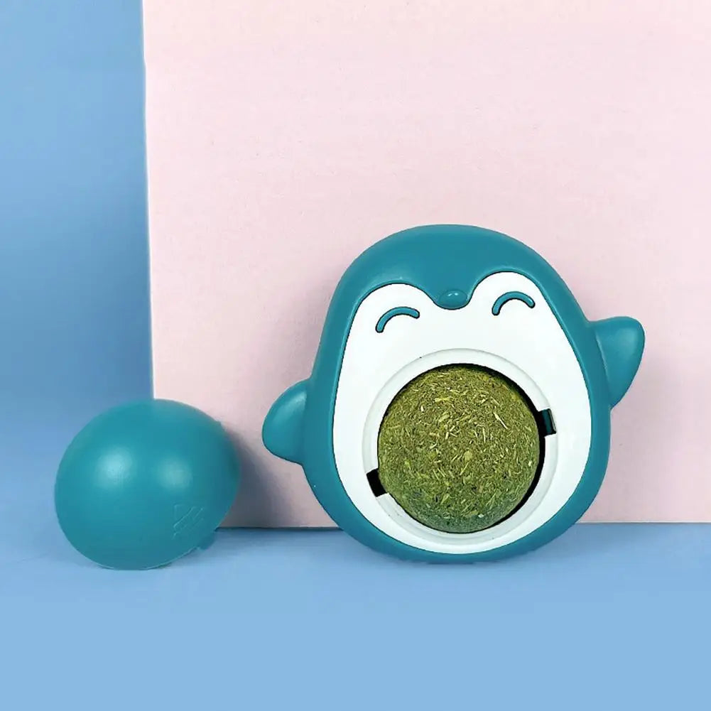 Cat Catnip Ball Penguin Shape 360 Degree Rotating Healthy Edible Ball Teeth Cleaning Molar Toy Cat Candy Snacks Pet Supplies