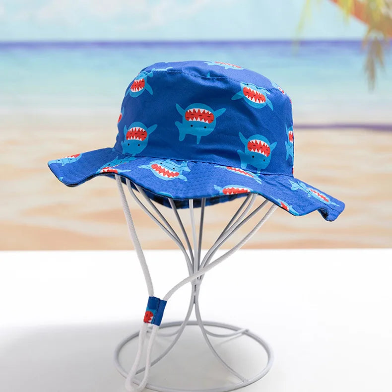 Cute Kids Outdoor Bucket Hats Children Sun Hats with Windproof Rope Cotton Baby Caps for Boys Girls Caps Summer Hat for Kids