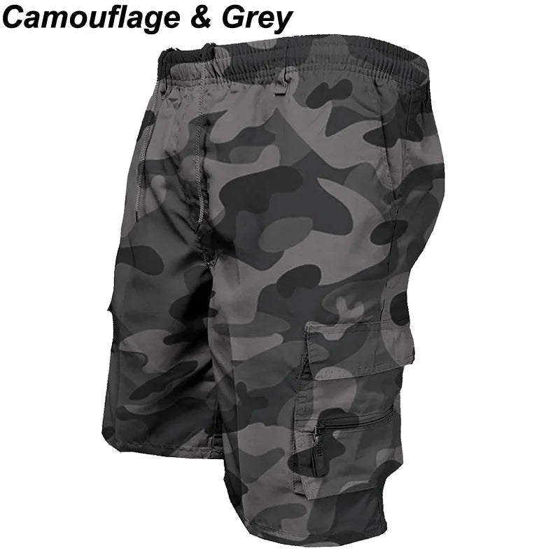 Summer Loose Pockets Men Cargo Shorts New Work Casual Short Pant Plus Size Fishing Solid Color Camouflage Shorts Free Shipping