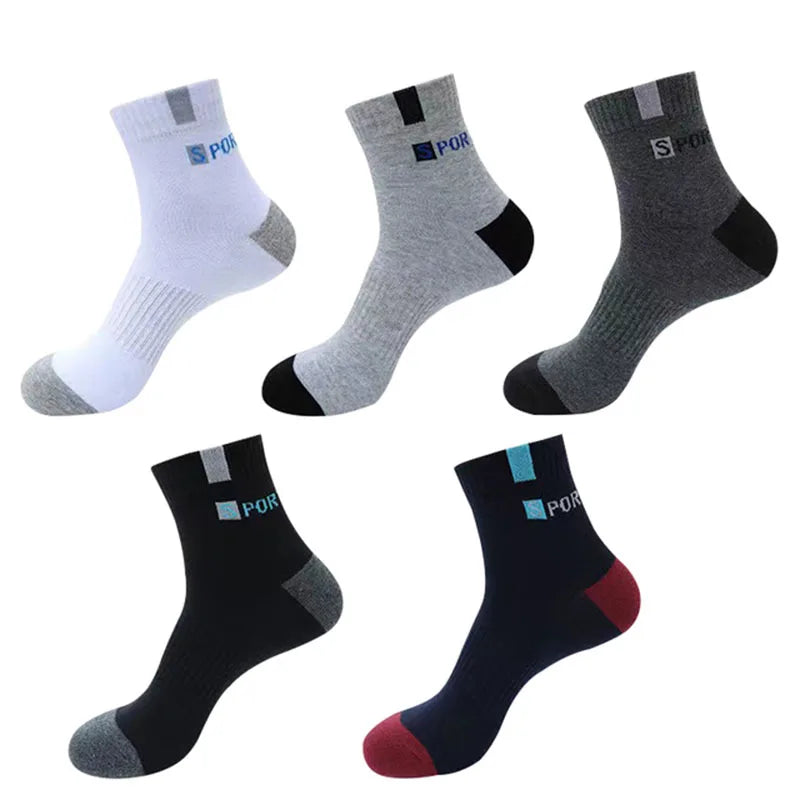 5 Pairs Apring Mens Sports Socks Summer Leisure Sweat Absorbent Comfortable Thin Breathable Basketball Large Size Meias EUR43-47