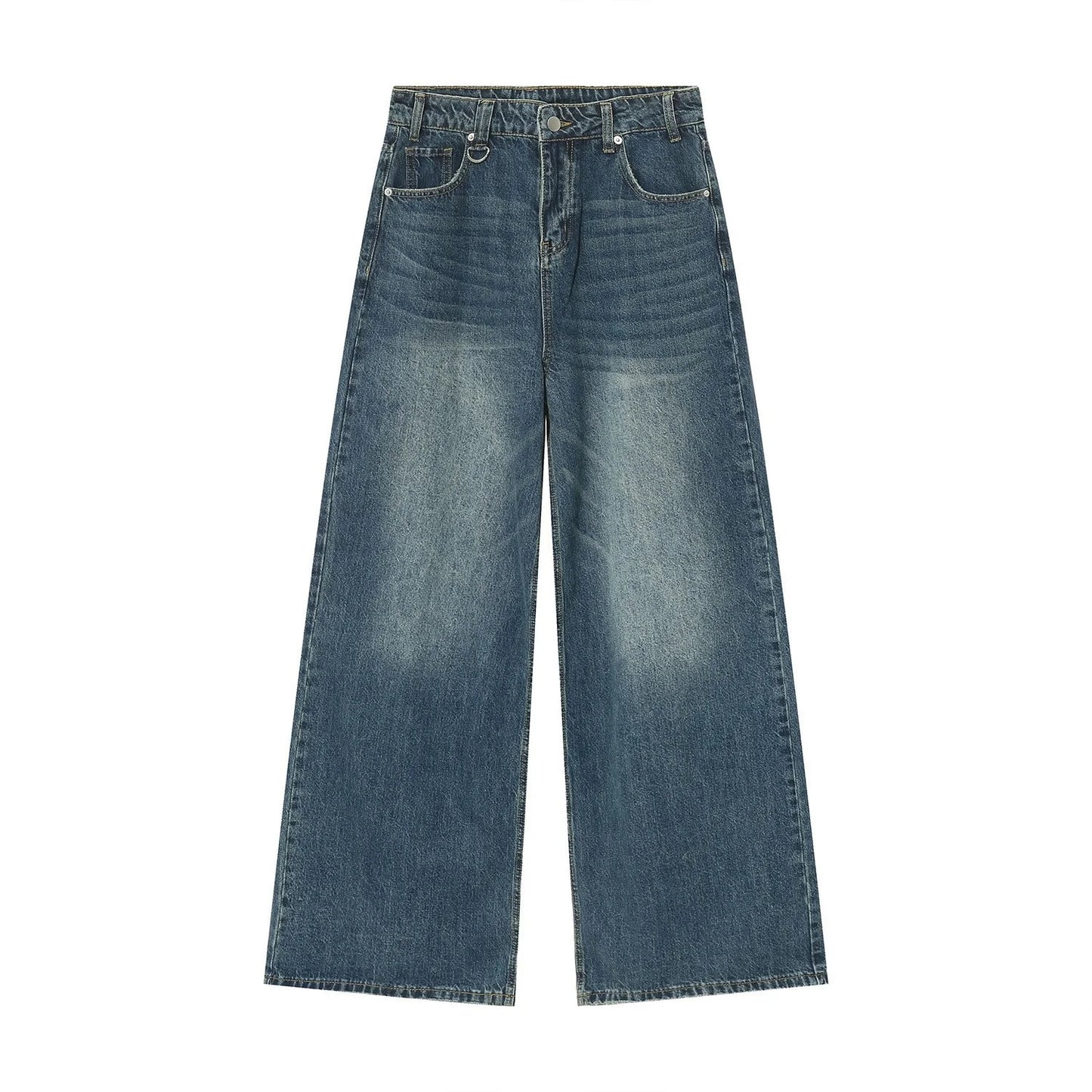 IEFB Men's Vintage Jeans Fashion Washed Street Casual Wide Leg Denim Pants Summer Distressed Loose Male Versatile Trousers 9C354
