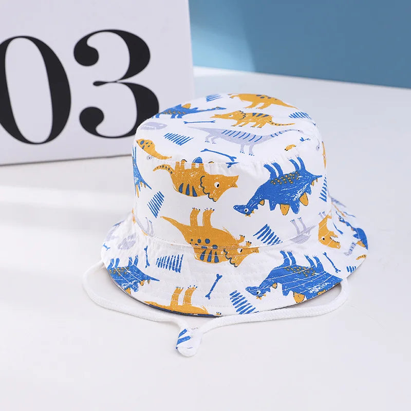 Cute Kids Outdoor Bucket Hats Children Sun Hats with Windproof Rope Cotton Baby Caps for Boys Girls Caps Summer Hat for Kids