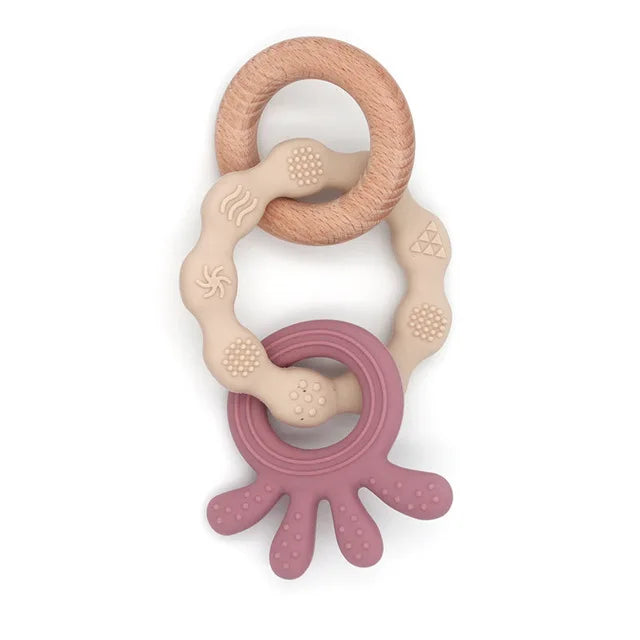 TYRY.HU Baby Small Rabbit Wood Rattle Wooden Teether Mobile Pram Crib Ring DIY Crochet Rattle Soother Bracelet Teether BPA Free
