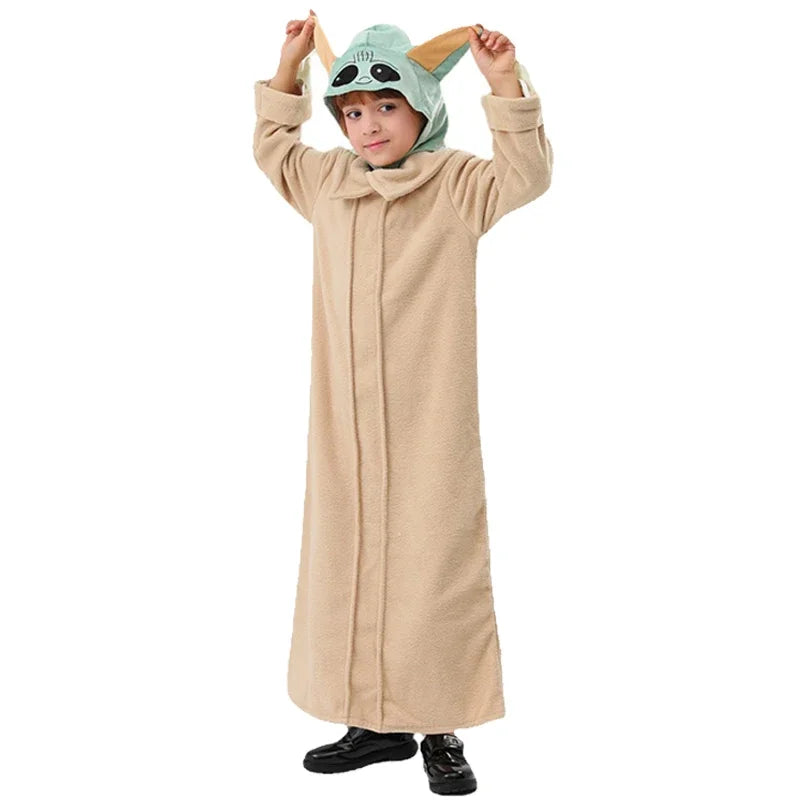 Yoda Costume Kids Star and Wars The Mandalorian Yoda Baby Cosplay Costume Hat Grogu Clothing Children Halloween Birthday Party G
