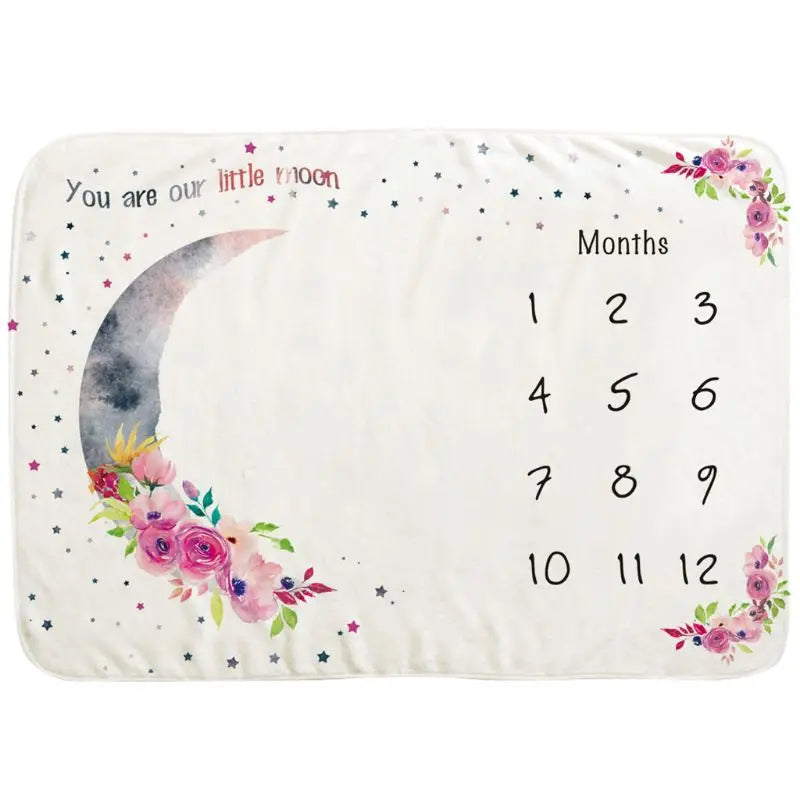 Baby Monthly Record Growth Milestone Blanket Newborn Photography Props Children Photo for Creative Moon Flower Background Cloth