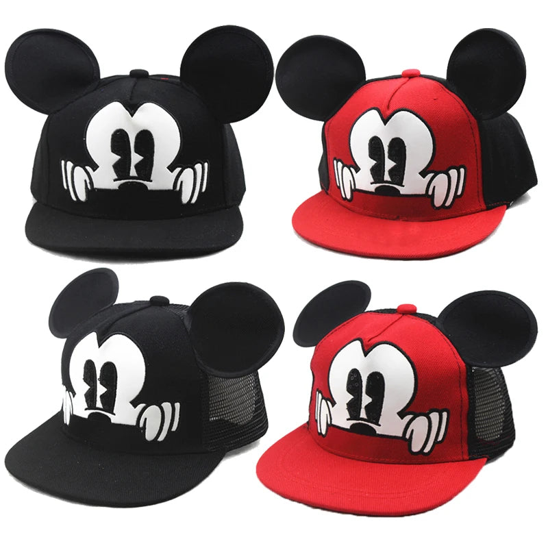 Disney Mickey Mouse Hat Cartoon Cute Big Ear Embroidered Baseball Hat Boys Girls Hip Hop Breathable Cap Adjustable Birthday Gift