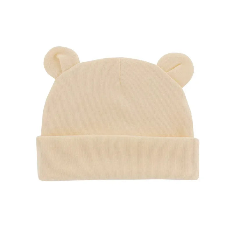 Xgnvpy Winter Baby Hat Comfortable Solid Color Hats Cute Ear Shape Cotton Cap Newborn Photography Props 0 -1 Infant Bonnet Items