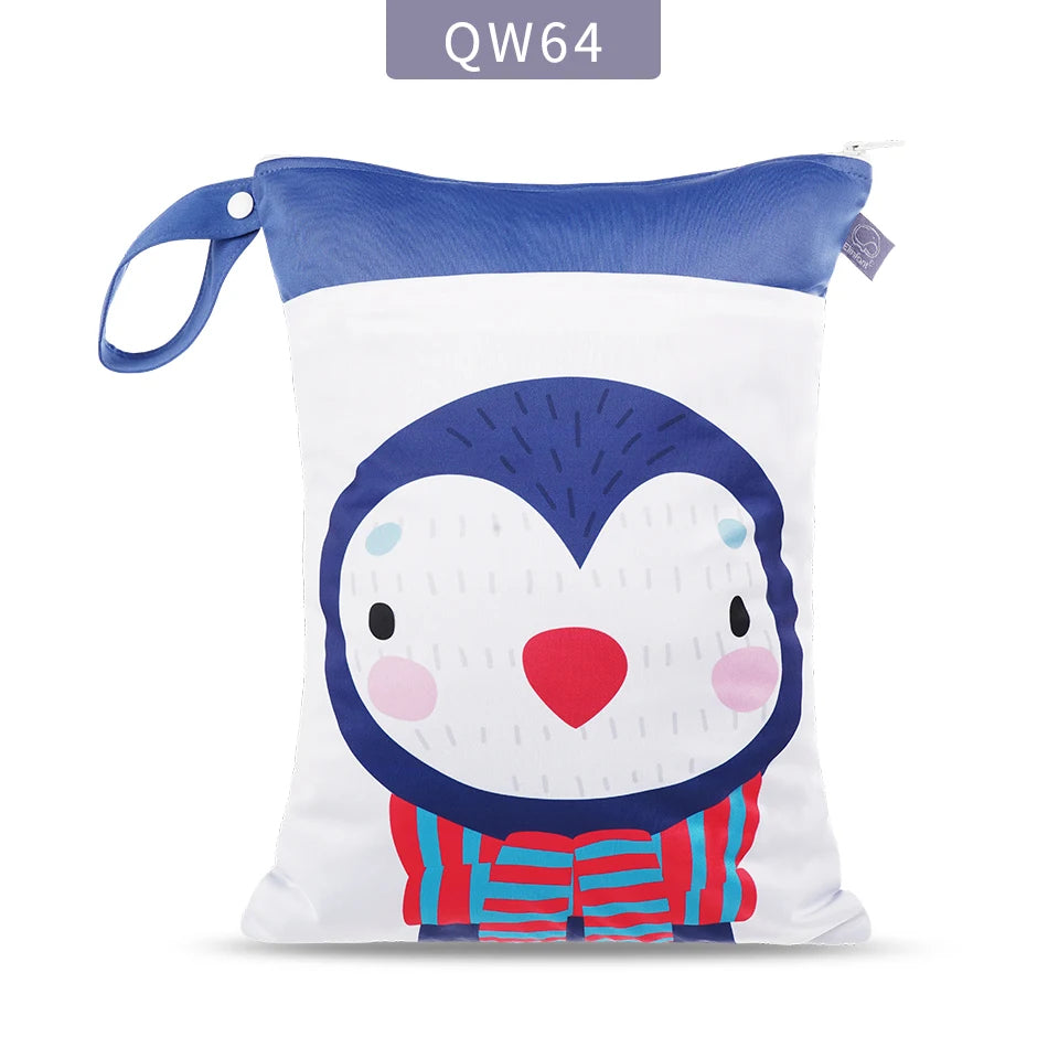 Elinfant Baby Diaper Bag Cartoon Print Waterproof Wet Dry Nappy Zipper Handbag Stroller Carry Pack Travel Outdoor Wet Diaper Bag