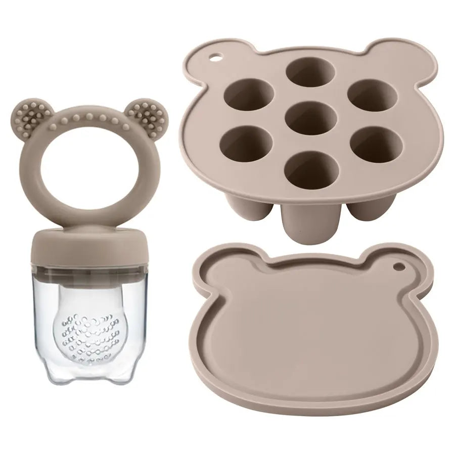 Cute Baby Fruit and Vegetable Teether Toy Food Supplement Bite Le Silicone Baby Feeding Tableware Ice Cream Mold Baby Stuff