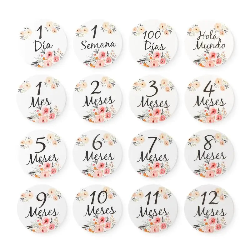 Baby Monthly Memorial Milestone Cards Paper French Spanish Milestone Cards Baby Birthday Party Decoration Photography Props