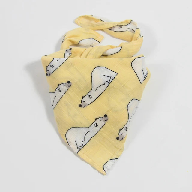 Cotton Baby Swaddle Newborn Muslin Swaddle Blanket for Girls & Boys Soft Baby Bath Towel Cute Infants Baby Bibs