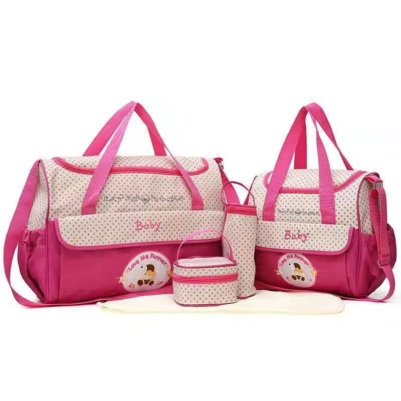Cartoon Five-Piece Suit Mommy Bag Large-Capacity Wholesale Mom Bag Baby Outing Travel Handheld Crossbody Mother Baby Bag
