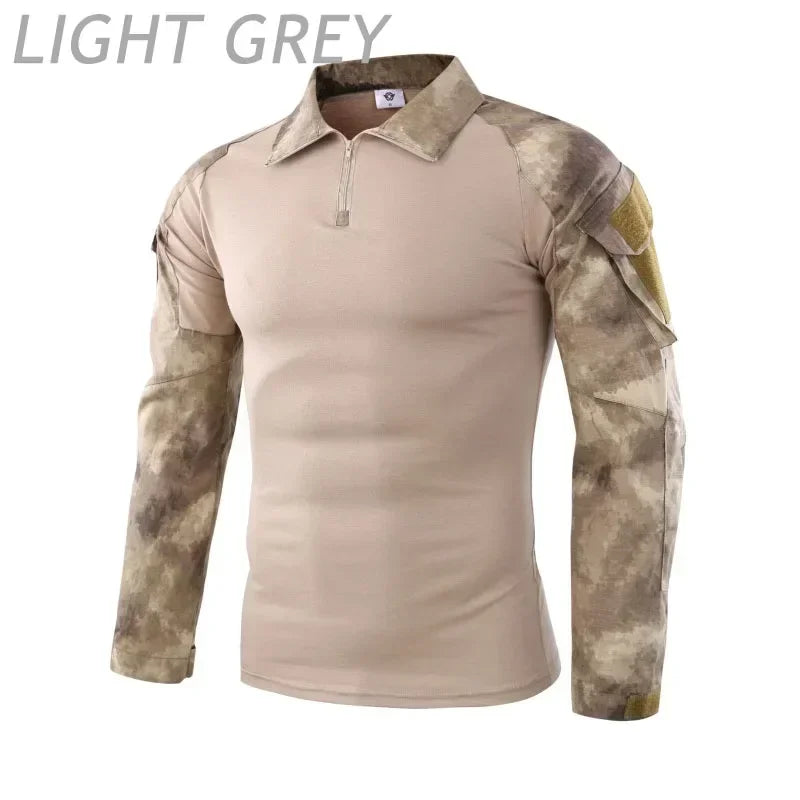 Combat Uniform Shirt Camouflage US Asian Size S-3XL Cargo Sport Tops Airsoft Paintball Tactical T-Shirts Hiking