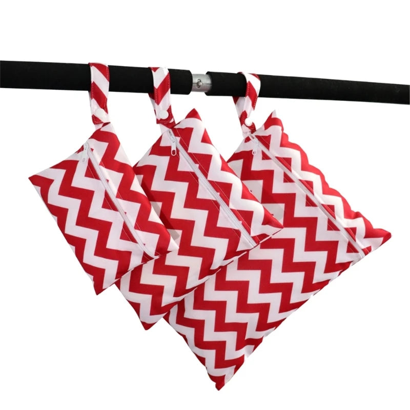 XXFE 3Pcs Diaper Bag Sanitary Pad Storage Bag Portable Reusable Hanging Wet Bags for Strollers Bedside
