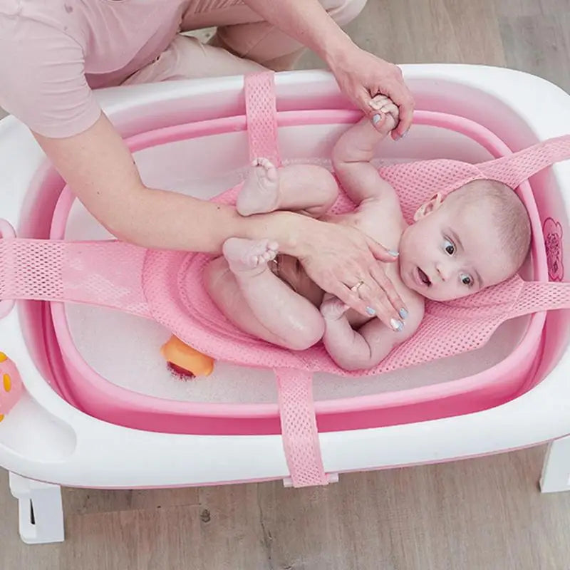 Children Bath Shower Cradle Bed Seat mat Adjustable Cross-shaped Anti-slip Newborn Bath Net Bathtub Pad Protector Accessories
