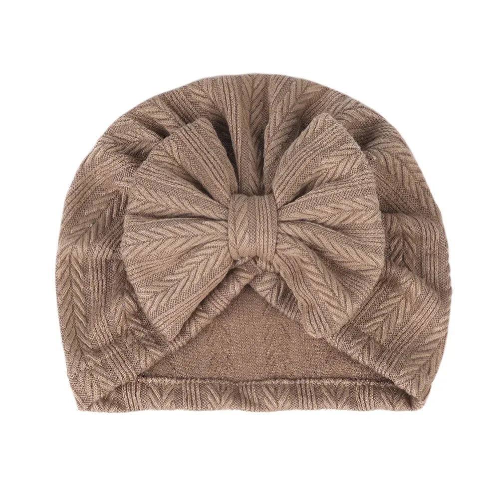 Cute Bow Baby Turban Hat Soft Elastic Kids Beanie Spring Summer Breathable Solid Color Baby Girl Bonnet Hats for Newborn Infant