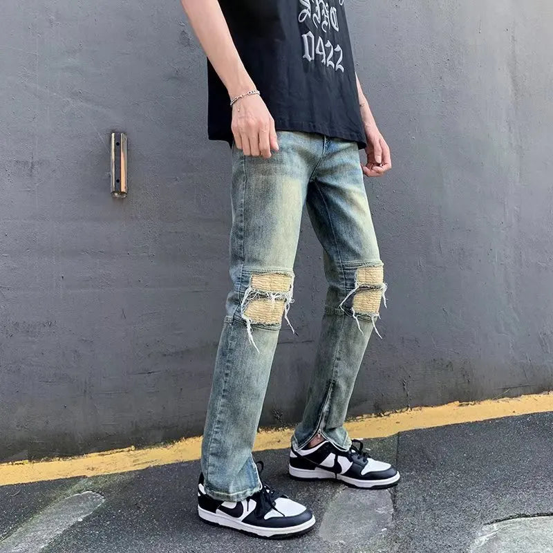 2023 Y2K Fashion Stretch Slim Ripped Jeans Pants For Men Clothing Ankle Zipper Vintage Skinny Biker Denim Trousers Ropa Hombre