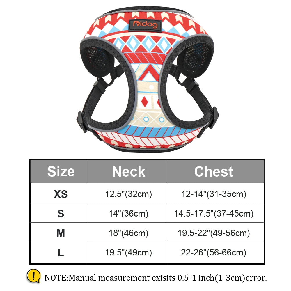 Fashion Printed Nylon Dog Harness Reflective French Bulldog Pug Harness Dog Vest For Small Medium Dogs Cats Walking Training