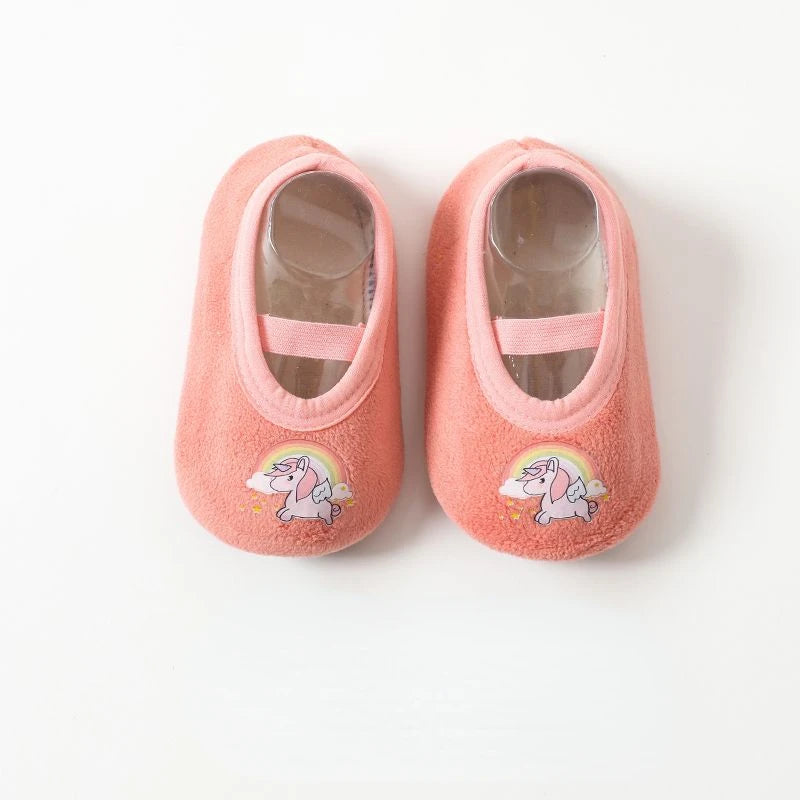 Children Anti-slip Shoes Newborn Baby Toddler Girls Cotton Non-slip Floor Socks Infant Boys Rubber Sole Cartoon Indoor Sneakers