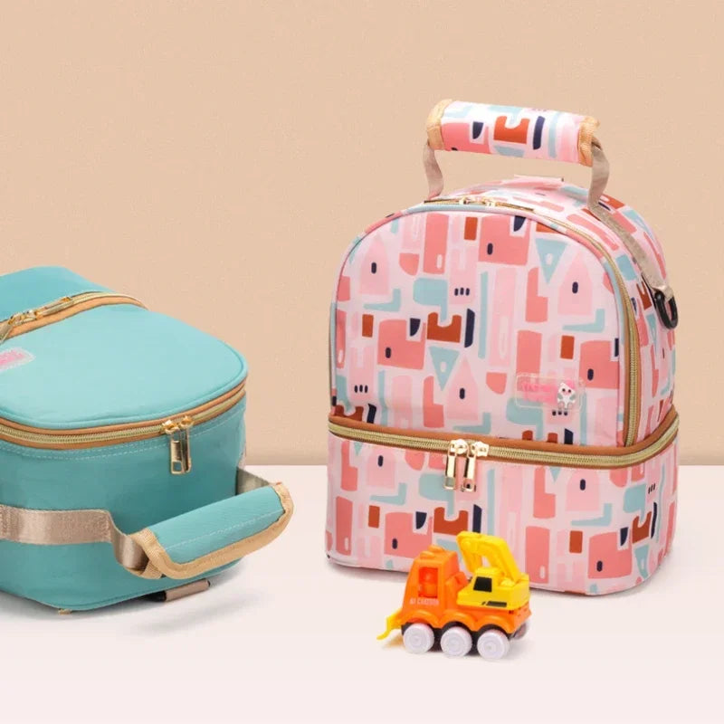Thermal Insulation Bag Double-deck High-capacity Backpack Multifunction Diaper Bags Baby Bottle Outdoors Portable Mummy Bag