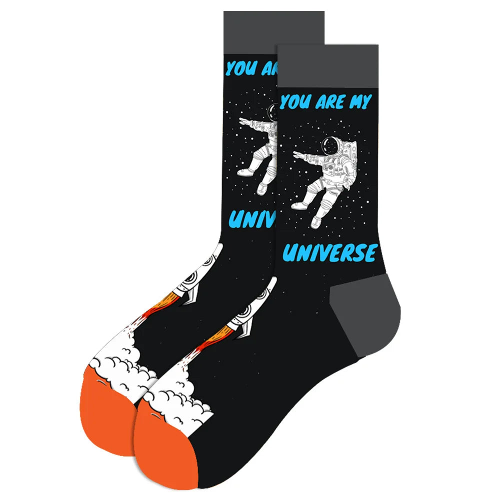 Streetwear Big Sieze Funny Socks Men with Cartoon Animals and Fruits Hip Hop Men's Socks Cotton Gifts for Men 2601