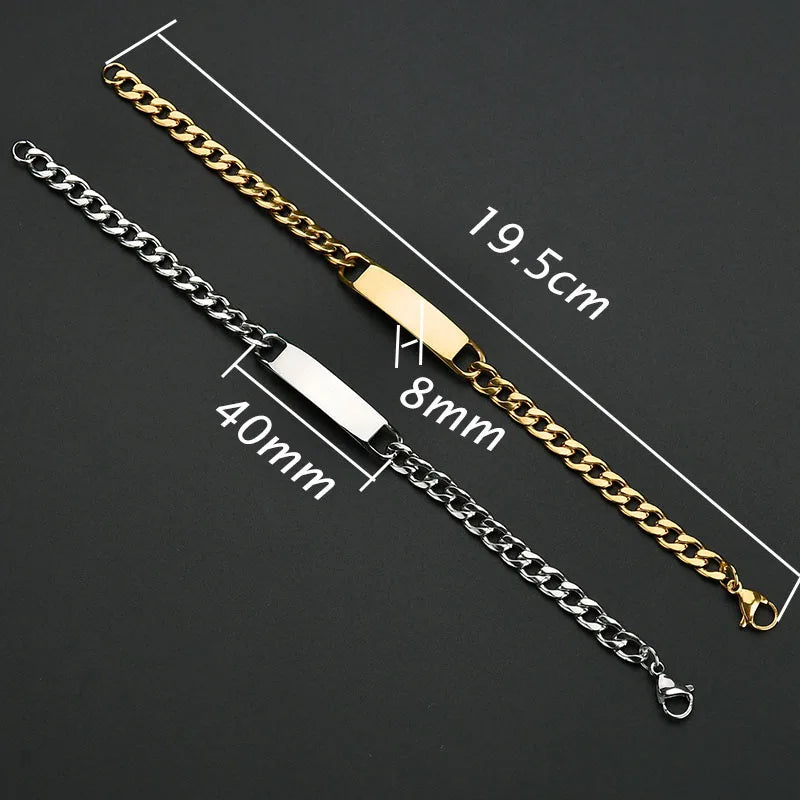 Atoztide Engrave Name Cross Heart Bracelet Stainless Steel For Men Women Adjustable Cuban Chain Personalized Jewelry Gift